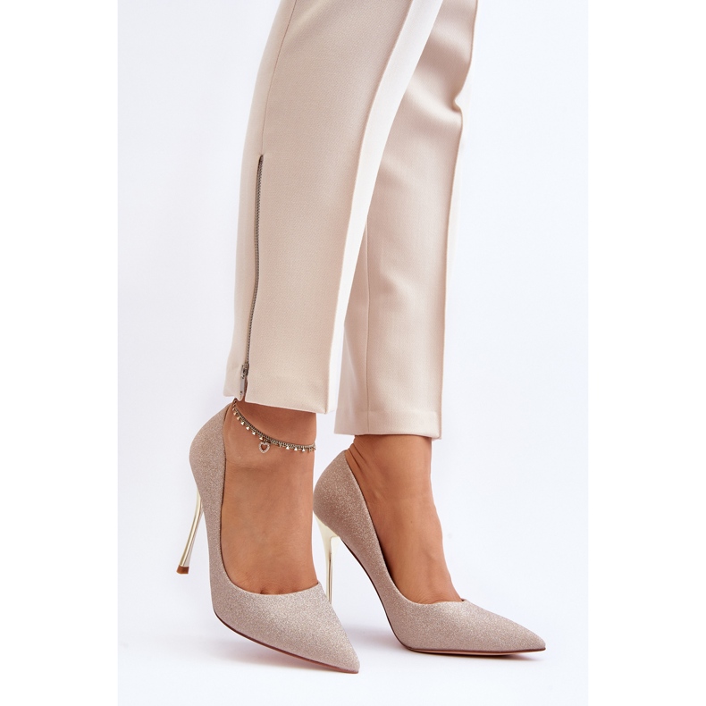 Tiberon's Gold Glitter High Heels golden 2