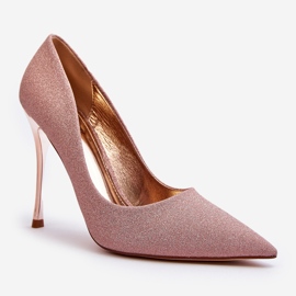 Tiberon's glitter Champagne stilettos pink 1