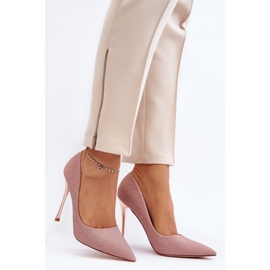 Tiberon's glitter Champagne stilettos pink 2