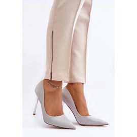 Tiberon's Glitter Silver High Heels 2