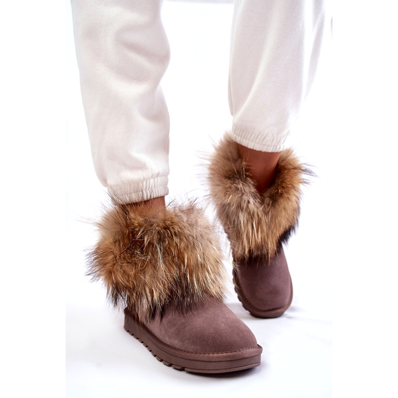 Women's Taupe Alexa Suede Snow Boots With Fur beige 5
