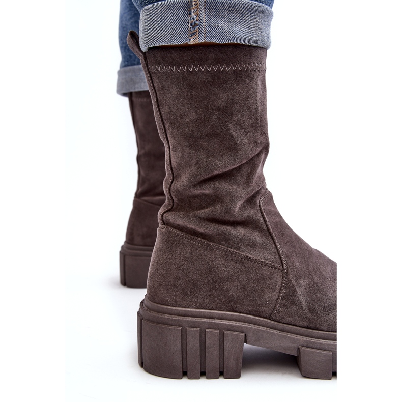 Workers Slip-On Boots With Flat Heels Gray Divella grey 3