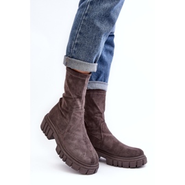 Workers Slip-On Boots With Flat Heels Gray Divella grey 1