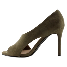 C70P Olive asymmetric open toe heels green 1