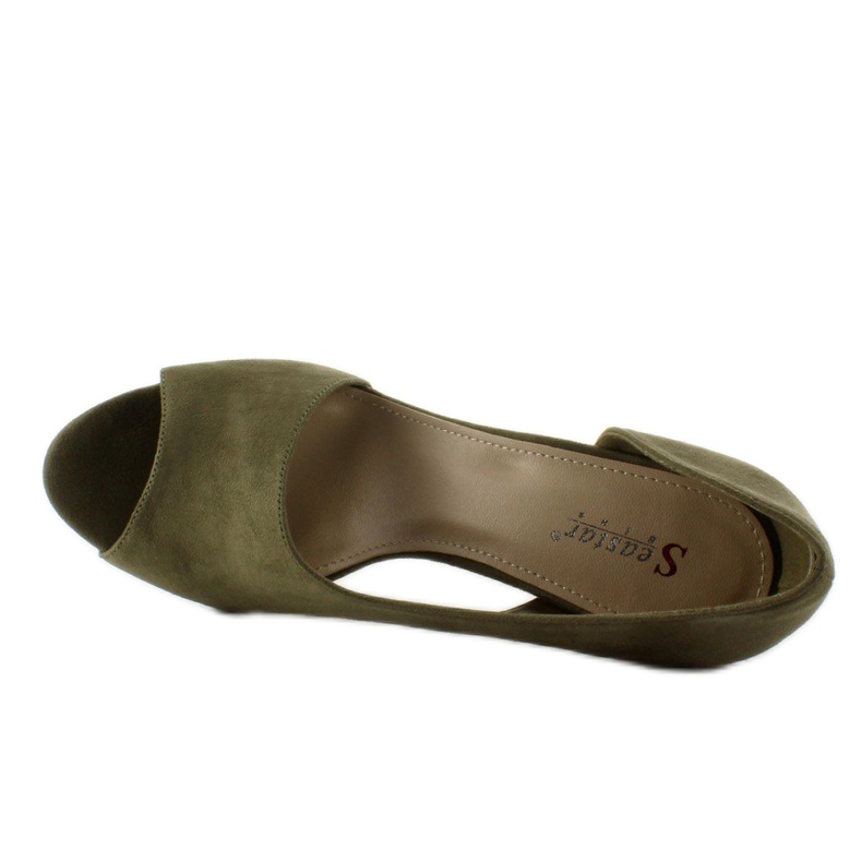 C70P Olive asymmetric open toe heels green 2
