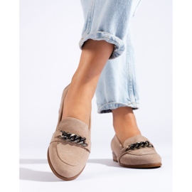 Classic women's moccasins made of ecological Vinceza suede beige 1