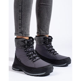 DK gray lace-up women's snow boots black 1