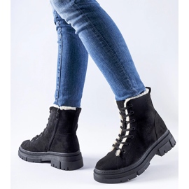 Black insulated ankle boots made of Chamblee eco-suede 1