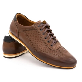 Kampol Casual leather men's shoes 64 / C1 brown 2