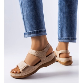 Beige low wedge sandals from Vallis 1