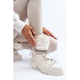 Women's Snow Boots With Decorative Lacing, White Rilana 1