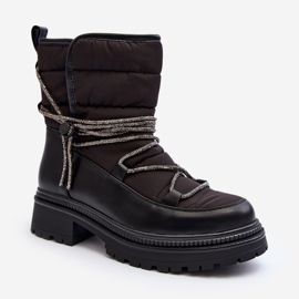 Women's Snow Boots With Decorative Lacing Black Rilana 2