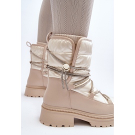 Beige Women's Snow Boots With Decorative Lacing Rilana 1