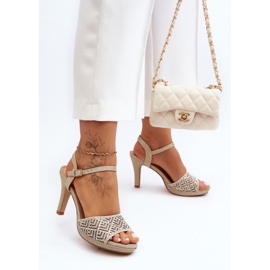 Decorated High Heel Sandals D&amp;A MR1038-44 Gold golden 2