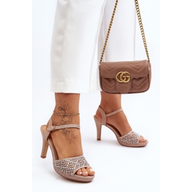 Decorated High Heel Sandals D&A MR1038-44 Rose Gold pink 2 Decorated High Heel Sandals D&A MR1038-44 Rose Gold pink 2