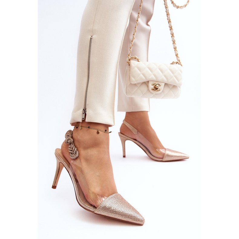 D&amp;A MR1966-11 Champagne Decorated High Heels golden 2