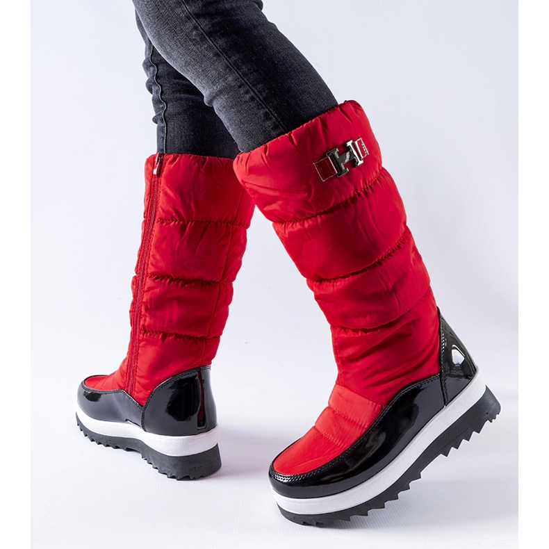Red insulated high snow boots by Canneto 1