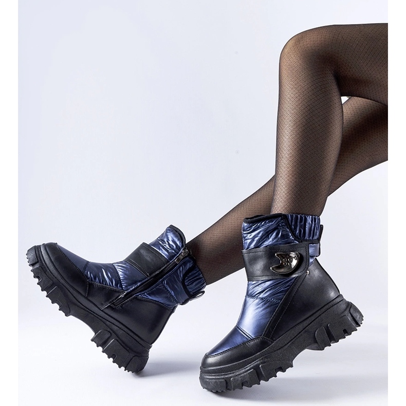 Navy blue and black Mejia insulated snow boots 1