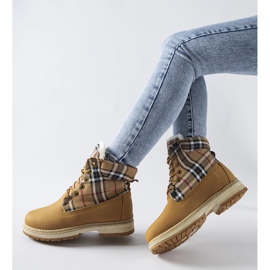 Brown boots decorated with a Dino grid 1