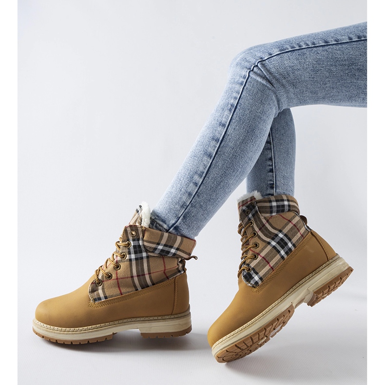 Brown boots decorated with a Dino grid 1