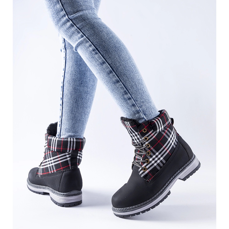Black boots decorated with a Dino check 1