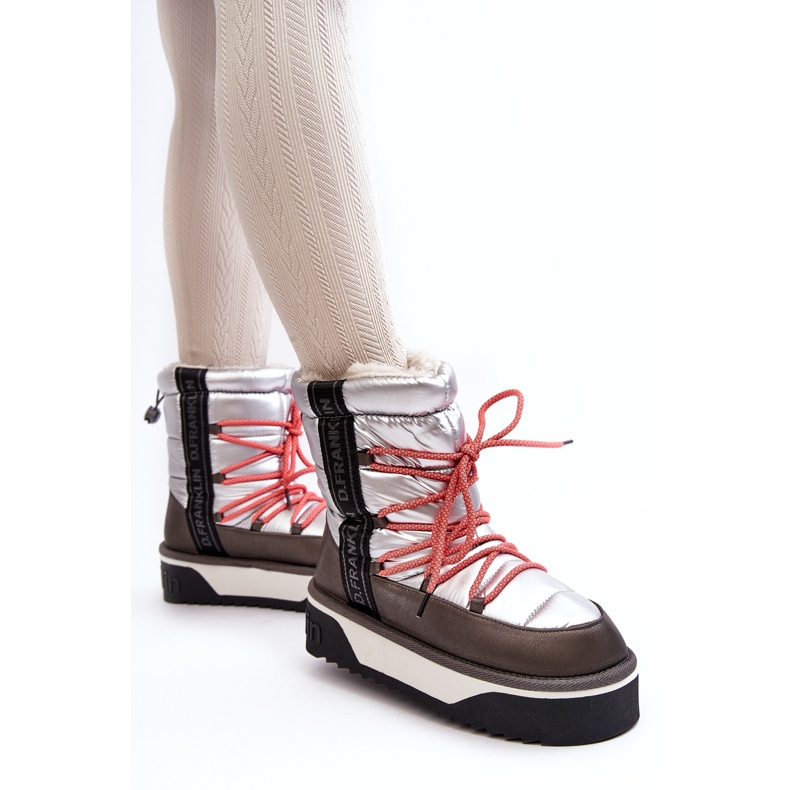 Women's snow boots on a thick vegan sole D.Franklin dfsh371006 silver 1 Women's snow boots on a thick vegan sole D.Franklin dfsh371006 silver 1