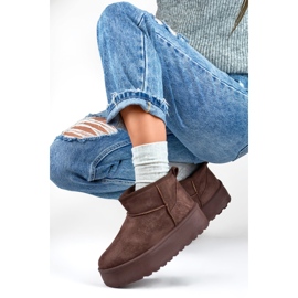 Brown snow boots with a thick sole 2