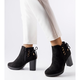 Black eco suede heeled boots from Poule 1