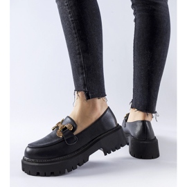 Black loafers decorated with Uzzone rhinestones 1