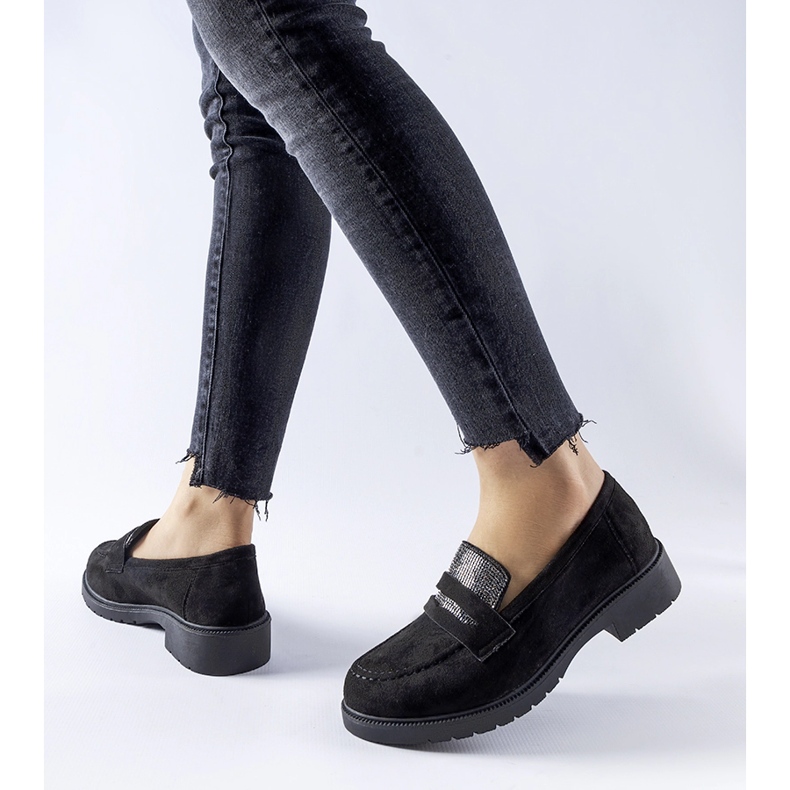 Black moccasins with Ippolito rhinestones 1 Black moccasins with Ippolito rhinestones 1