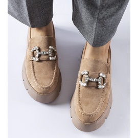 Beige loafers with rhinestones by Giacomo 1