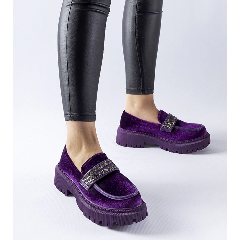 Purple loafers with rhinestones from Longuelo 1