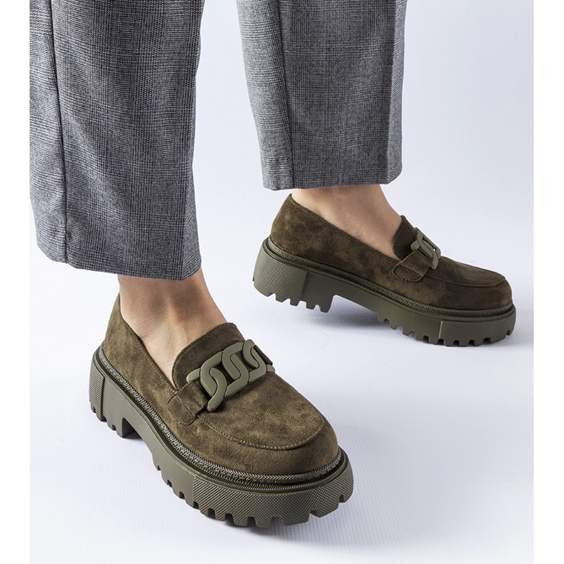 Green loafers with a thick sole from Seborg 1