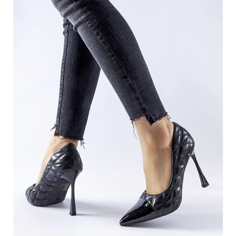 Black quilted Benito high heels 1