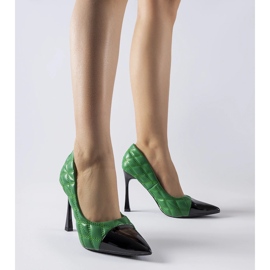 Green quilted Benito high heels 1