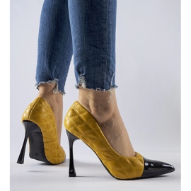 Yellow quilted Benito high heels 1