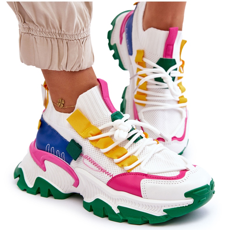 Seastar Women's Slip-On Sock Sneakers, White and Green 4 Seastar Women's Slip-On Sock Sneakers, White and Green 4