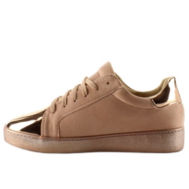 Women's sneakers with crystals T273P Champagne pink 1