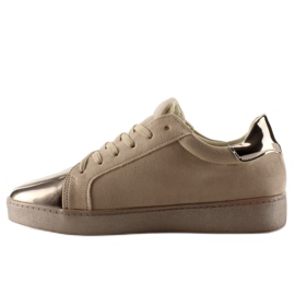 Women's sneakers with crystals T273P Beige 1