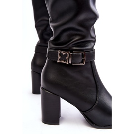 Sergio Leone Women's High Heel Boots With a Buckle, Warm Black Sendilia 3