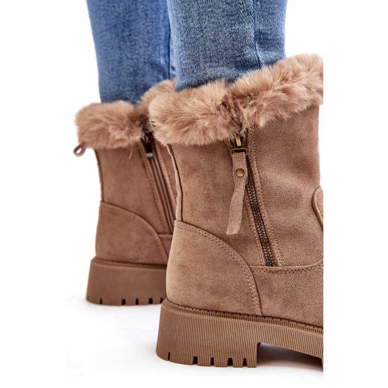 NEWS Women's suede boots with fur beige 3