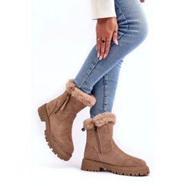 NEWS Women's suede boots with fur beige 2