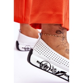 S.Barski Leather Openwork Slip-On Sneakers White Gedra 4