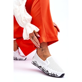 S.Barski Leather Openwork Slip-On Sneakers White Gedra 3