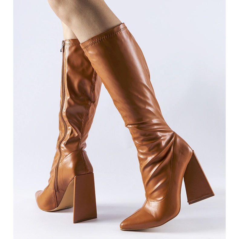 Brown high-heeled boots from Petrullo 1