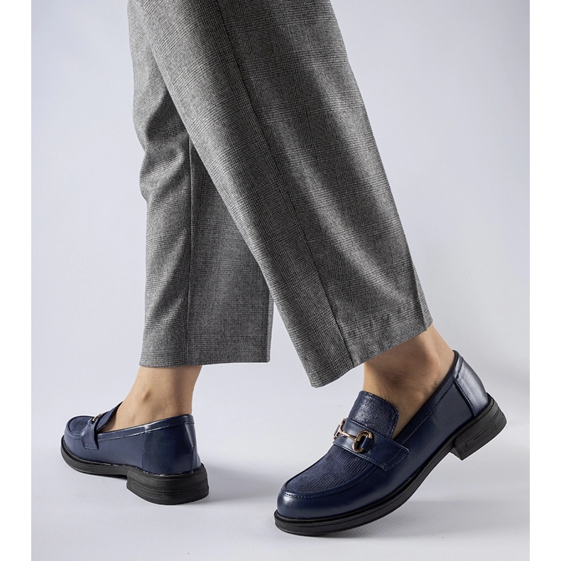 Navy blue moccasins with a Gennaro buckle 1