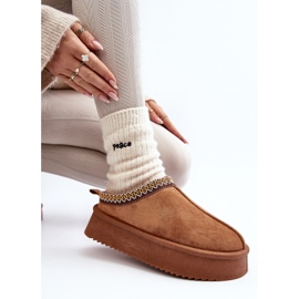 Slippers with a thick sole made of eco-suede Camel Sylva brown 2