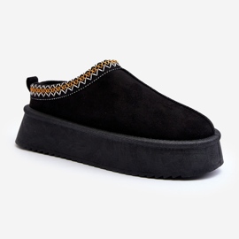 Slippers with a thick sole made of eco suede, Black Sylva 1