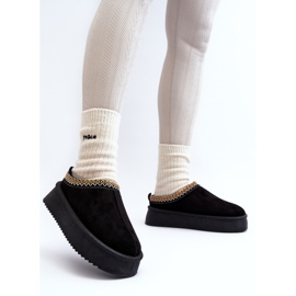 Slippers with a thick sole made of eco suede, Black Sylva 2