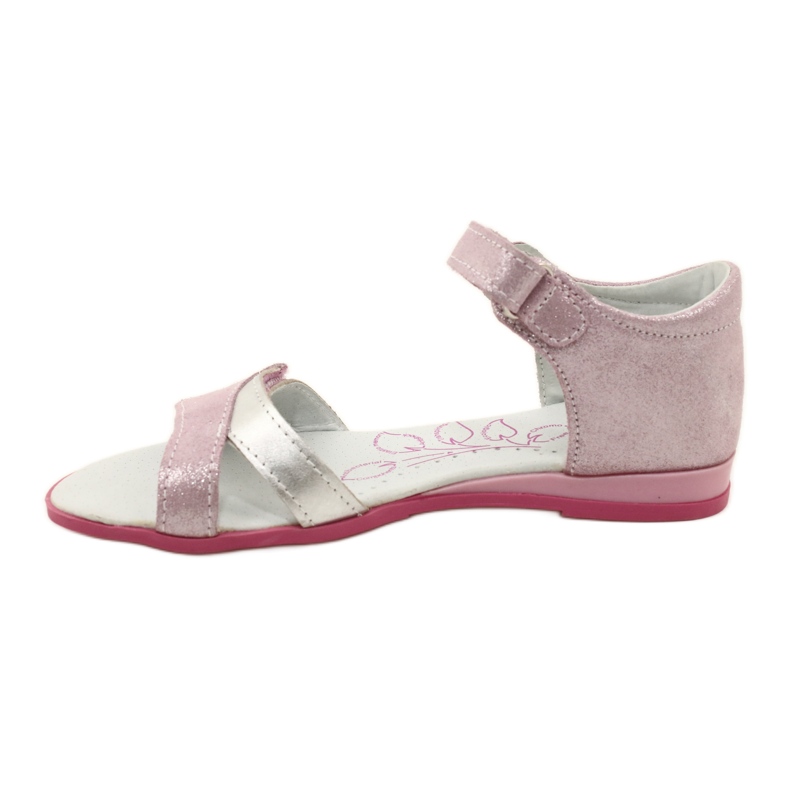 Girls' leather sandals with Velcro RenBut 4333 pink/silver 2 Girls' leather sandals with Velcro RenBut 4333 pink/silver 2